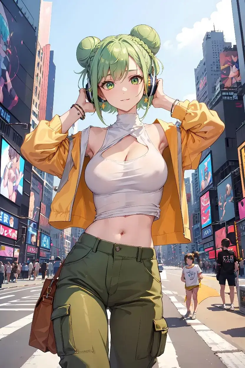 cute anime hentai girl walking on the street